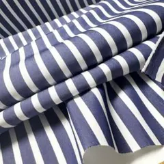 5M国産コーマコットンブロード先染めストライプネイビーホワイト綿生地布地