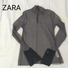 ZARA チェック柄 長袖シャツ 透け感 レディース 袖ボタン