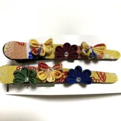 花モチーフ カラフル ヘアクリップ 2個セット　 浴衣　着物