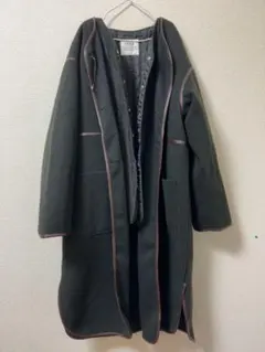 ikka パイピング3wayロングコート 黒ブラック