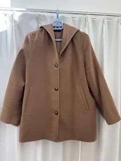 ブラウン フードショートコート