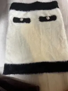 ファー仕上げタイトスカート M ホワイト/ブラック
