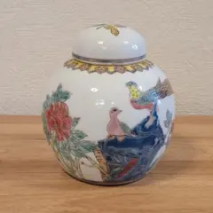 中国景徳鎮 孔雀 花柄 花器 フラワーベース 小壺 コレクション 景徳鎮陶磁器 孔雀の花瓶 保存品 中国 景徳鎮陶磁器手塗り