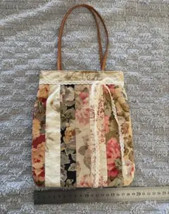 ハンドメイド 花柄 パッチワーク トートバッグ