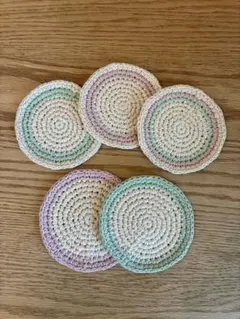 北欧風 コースター 5枚セット ナチュラル コットン おうちカフェ ハンドメイド