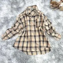 【ロデオクラウンズ】　チェック柄 オーバーサイズ 長袖シャツ (F) ゆるだぼ