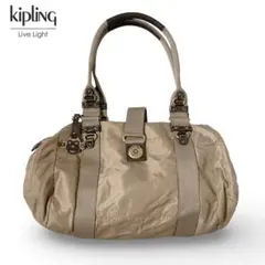 Kipling レザー使い トートバッグ ベージュ モンキーチャーム付き