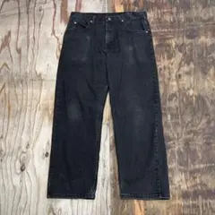 90s Wrangler ブラックデニム パンツ ワイド ストレート バギー