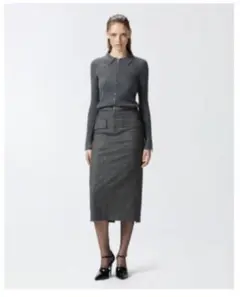 ✨使用感少 完売モデル✨ ピンコ リブニット 異素材 ワンピース ドレス グレー