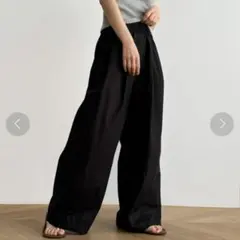 キャナルジーンエルマール コットンギャザーワイドパンツブラックのサムネイル