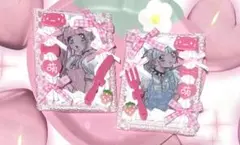 トレカケース 硬質ケース ホイップデコ B8 ねこ いちご 萌え 推し活 ピンク