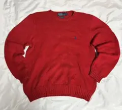 【古着】90s Polo Ralph Lauren 赤 ニットセーター M
