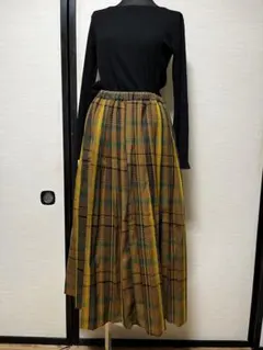 激安　未使用　SM2 人気完売　チェック柄　プリーツスカート　イエロー系
