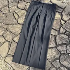 60s 70s vintage ウールギャバ ストレートスラックス ネイビー総柄