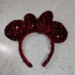 ミニーマウス　カチューシャ　スパンコール　赤