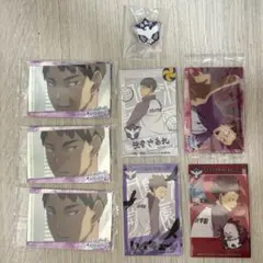 【牛島若利・天童覚】ハイキュー　ウエハース　かさねてシール＆カード　校章バッジ