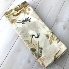 アンティーク半幅帯　鶴　正絹　No.32-11