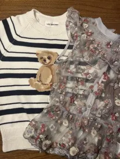 Lily Brown ストライプニットセーターと花柄キャミ♪