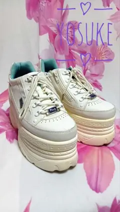 YOSUKE 厚底レースアップスニーカー　ホワイトコンビ