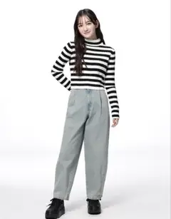 GU バレルレッグジーンズ　girl's M ブルー