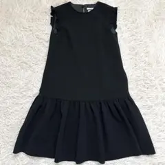 美品✨フォクシーニューヨーク　袖フリル　ローギャザーワンピース　ストレッチ　40 美品✨フォクシーニューヨーク 袖フリル ローギャザーワンピース