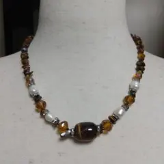 ヴィンテージネックレス　アンティーク　昭和レトロ　古着　淡水パール　天然石