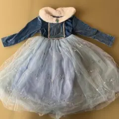 雪の女王 エルサマント付き　ドレスコスプレ 衣装 プリンセス ドレス 長袖　子供