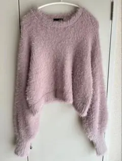 ニット セーター トップス ピンク 長袖 ショート丈 XL LL RANAN