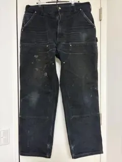 USA製 Carhartt ダブルニー B01 黒 38×32 極太