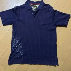 ネイビー ストライプ ポロシャツ