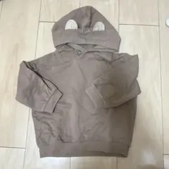 H&Mベビー　裏起毛くま耳パーカー　ブラウン　サイズ90(1.5〜2y)