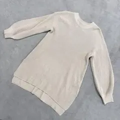 GLOBAL WORK（グローバルワーク）ベージュリブニットチュニック 古着