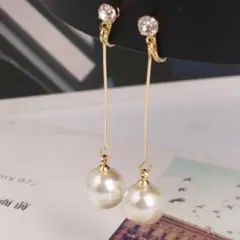 揺れるパールイヤリングaaラインストーンイヤリングビジューイヤリングa大ぶりaa