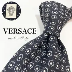 【美品】VERSACE ネクタイ 希少 ドット 高級 メデューサ 黒 白