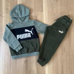 PUMA プーマ 裏起毛スウェット上下セット　110 グリーン