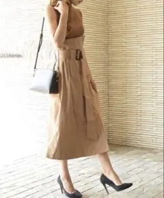 ★限定セール★SNIDEL ノースリーブニットドッキングワンピース　ハイウエスト