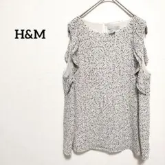H&M ダルメシアン柄 ノースリーブ ブラウス 38 フリル