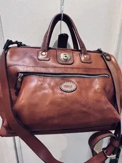 HERZ ヘルツ カジュアルボストンバッグ 革 茶色 大きなサイズとソフト革で使いやすいカジュアルボストンバッグ