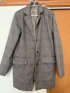 グレー系 コート チェック柄