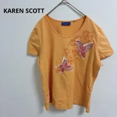 KAREN SCOTT オレンジ 蝶刺繍 Tシャツ