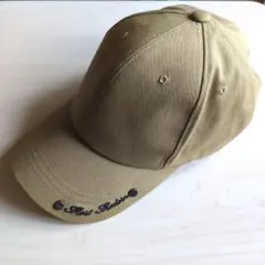 ベージュ キャップ ロゴ刺繍 コットン アジャスター メンズ レディースのサムネイル
