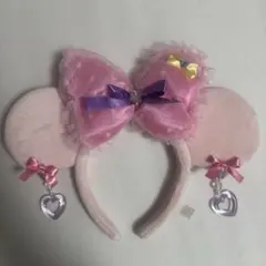 ディズニー ミニーマウス カチューシャ ピンク リボン イヤリング