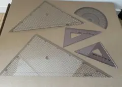 製図用アクリル製プラスチック定規セット　高級三角定規セット　KOKUYO など