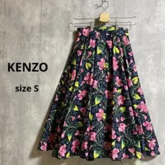 KENZO ケンゾー　花柄　ロングスカート サイズ38 Yahoo!オークション - KENZO ロングスカート/38/レーヨン/BLK/花