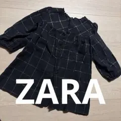 ZARA baby 3-4歳　チェックワンピース ブラック　黒