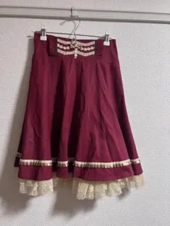 axes femme ボルドー フレアスカート レース