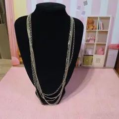 ゴールド 5連チェーン ロングネックレス