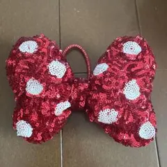 ディズニー　ミニーリボンヘアゴム　赤