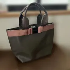 menardリボンデザイン トートバッグ グレー ピンク