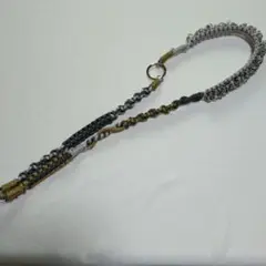 2wayスマホショルダーストラップ　レオパードフリル　グレー